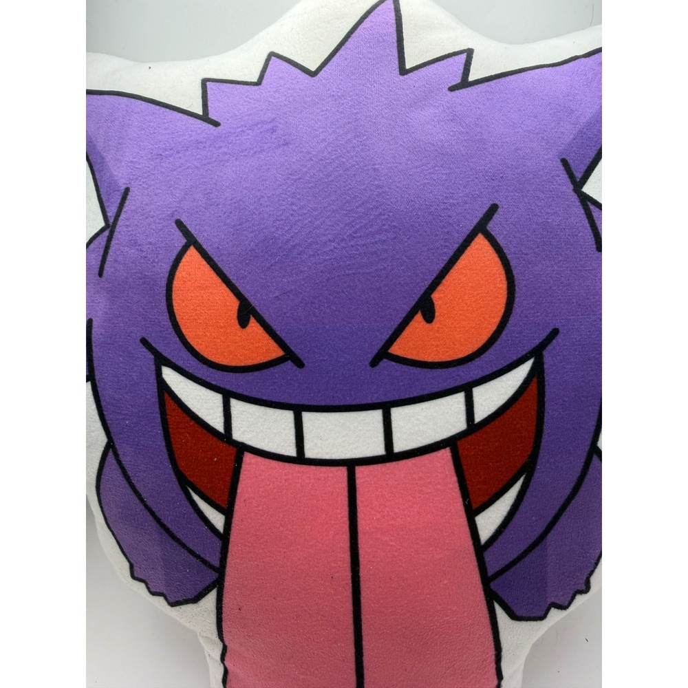 Pokemon Gengar Plush Throw Pillow Purple White 12x14 Ghost Type Video Game Decor - Picture 3 of 5